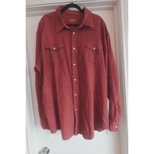 Chaps Shirt XXL Red Plaid Long Sleeve Button Front Western Style Casual Top